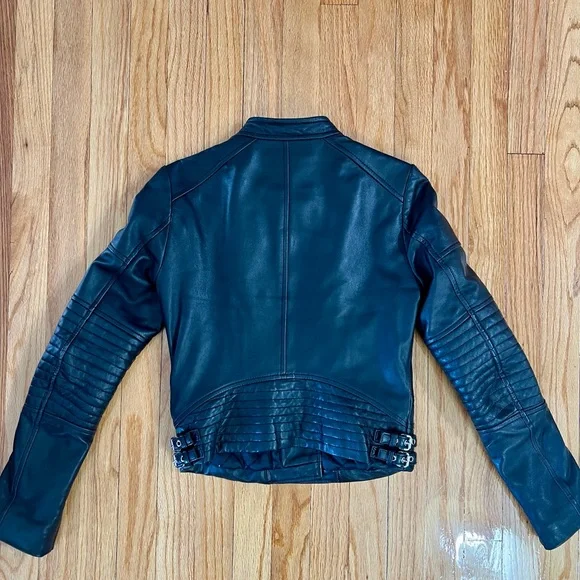 Michael Kors black Moto Lambs Leather Jacket XS - Picture 5 of 13